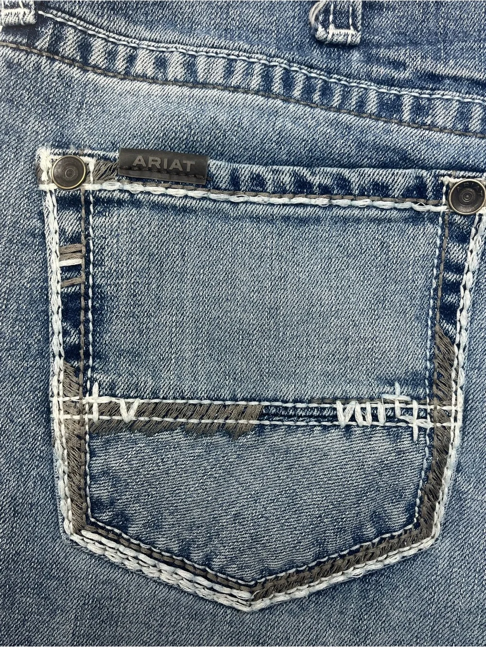 Ariat M2 Mens Traditional Relaxed Boot Cut Medium Wash Distressed Jeans 36x34